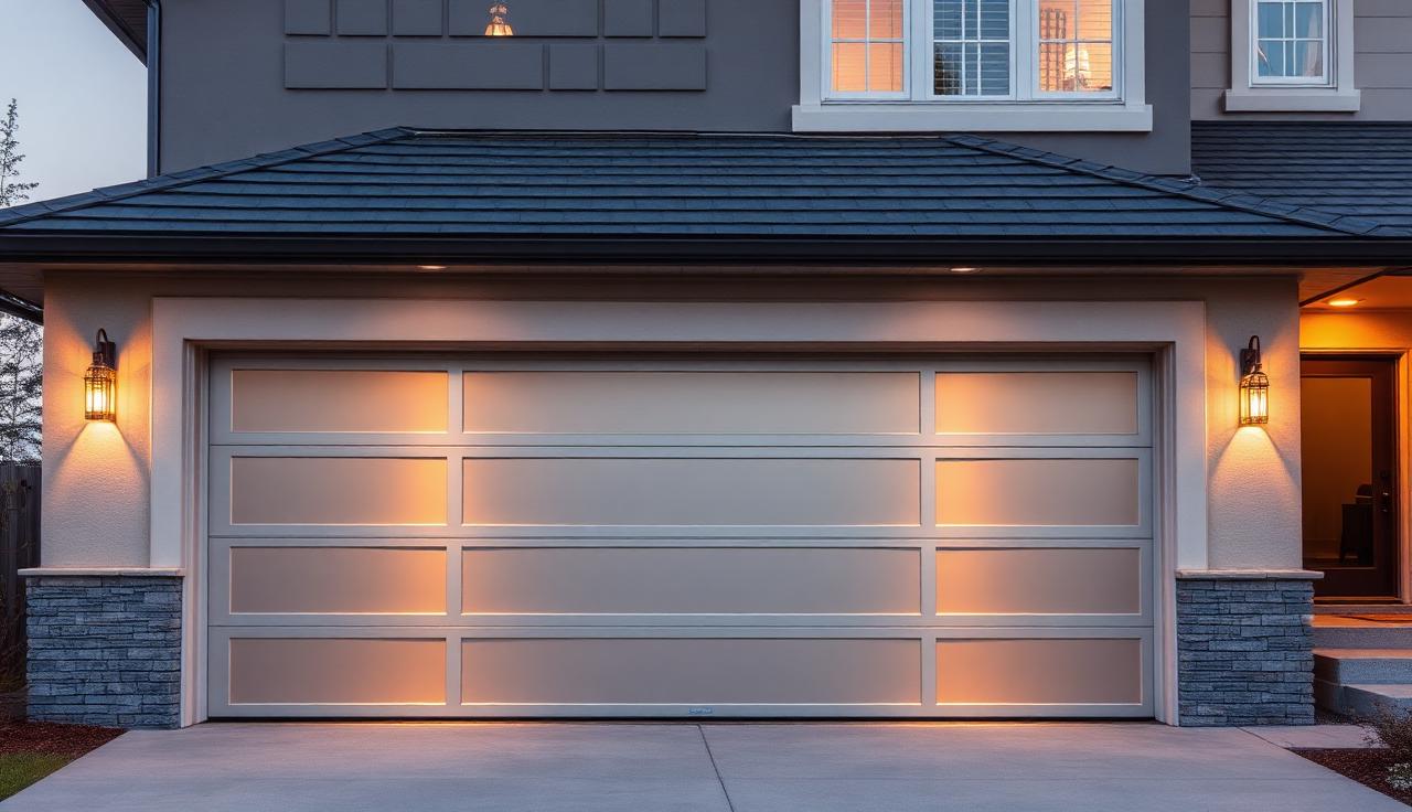 Modern insulated garage door installation